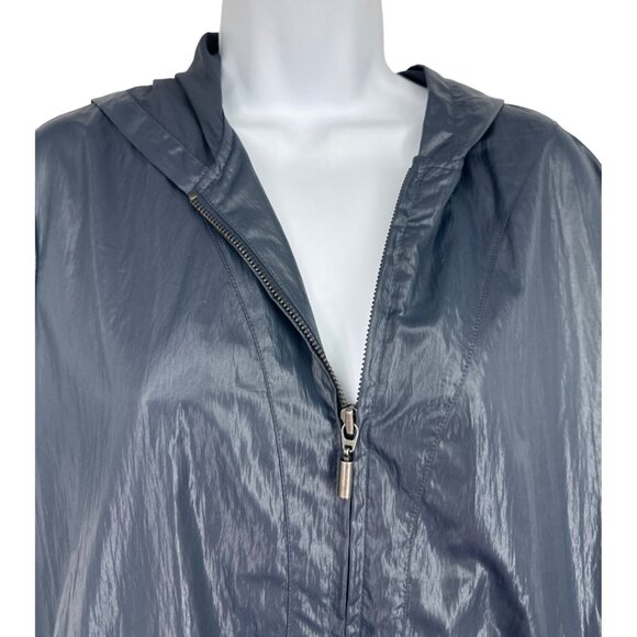 Zenergy By Chico’s Hooded Short Sleeve Jacket Blue Size 2 US L - Picture 2 of 7